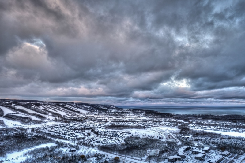 Blue Mtn with snow clouds on the horizon